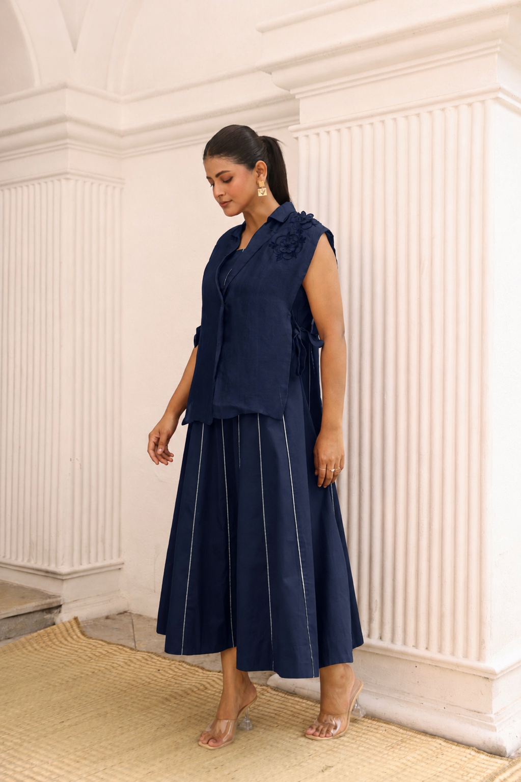 Navy Ilara Organza Jacket with dress