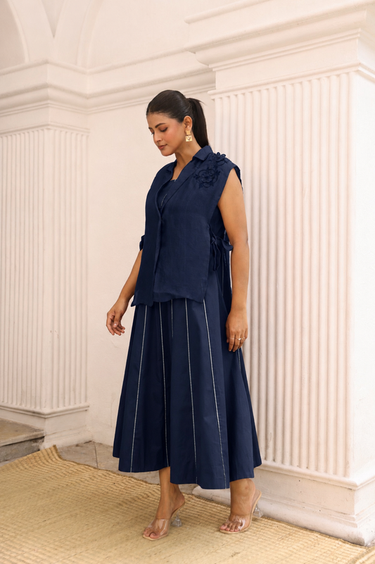 Navy Ilara Organza Jacket with dress