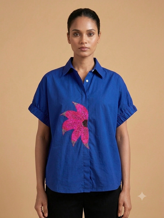 Wildflower Shirt in Royal Blue