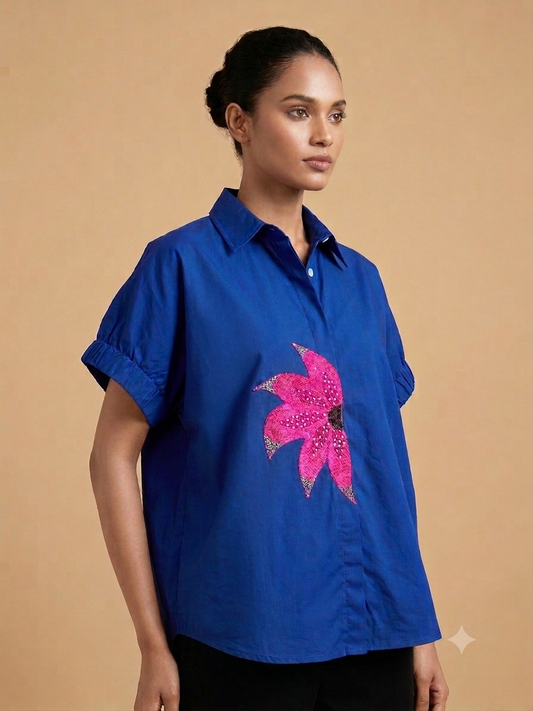 Wildflower Shirt in Royal Blue