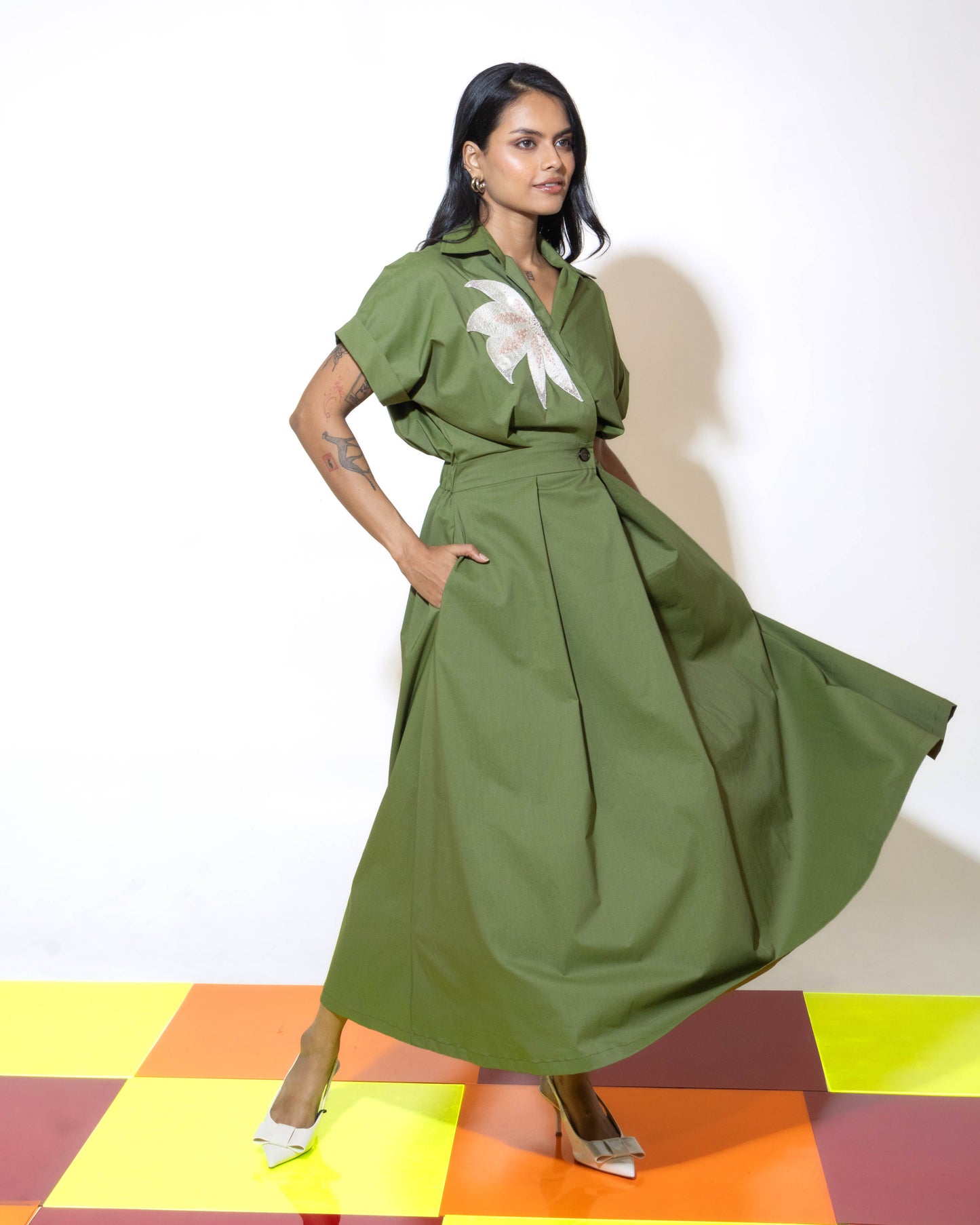 Trench Dress in Olive