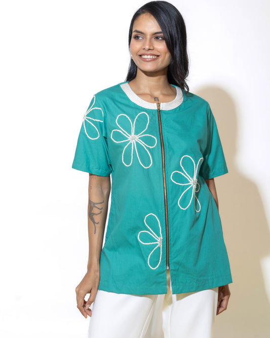 Floral Zip Up Shirt