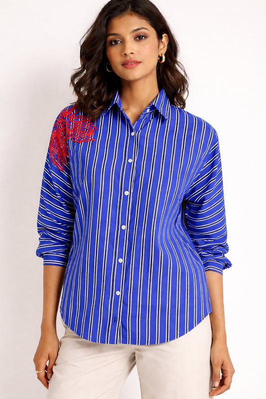 Scarlet Shirt in blue stripe