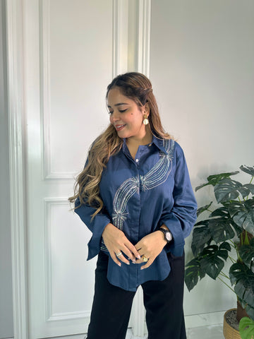 Rishika in Blue Luna Shirt