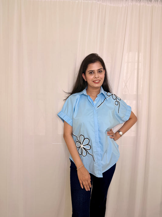 Florra Shirt in Powder Blue