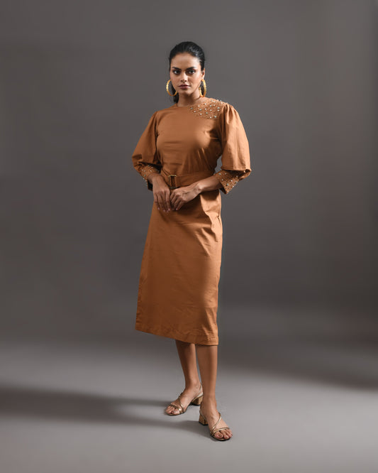 EMA DRESS (BROWN)