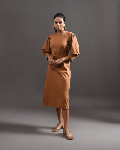 EMA DRESS (BROWN)