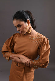 EMA DRESS (BROWN)