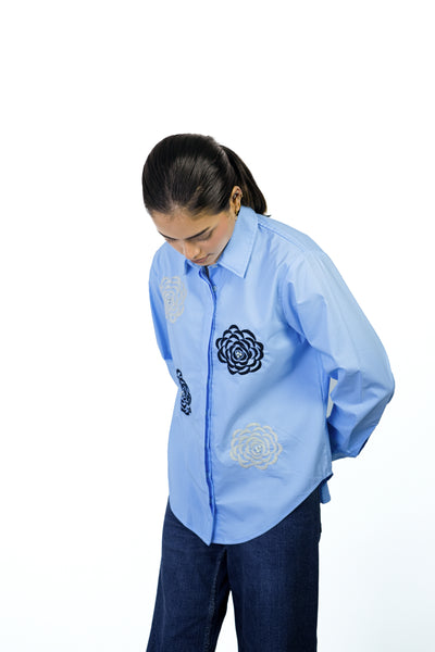 Swirl Bloom Shirt in Blue