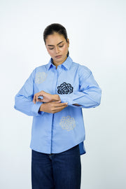 Swirl Bloom Shirt in Blue