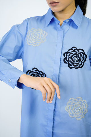 Swirl Bloom Shirt in Blue
