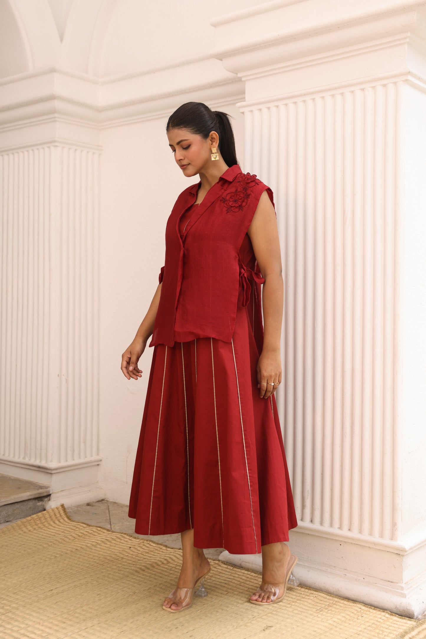 Rust Ilara Organza Jacket with dress