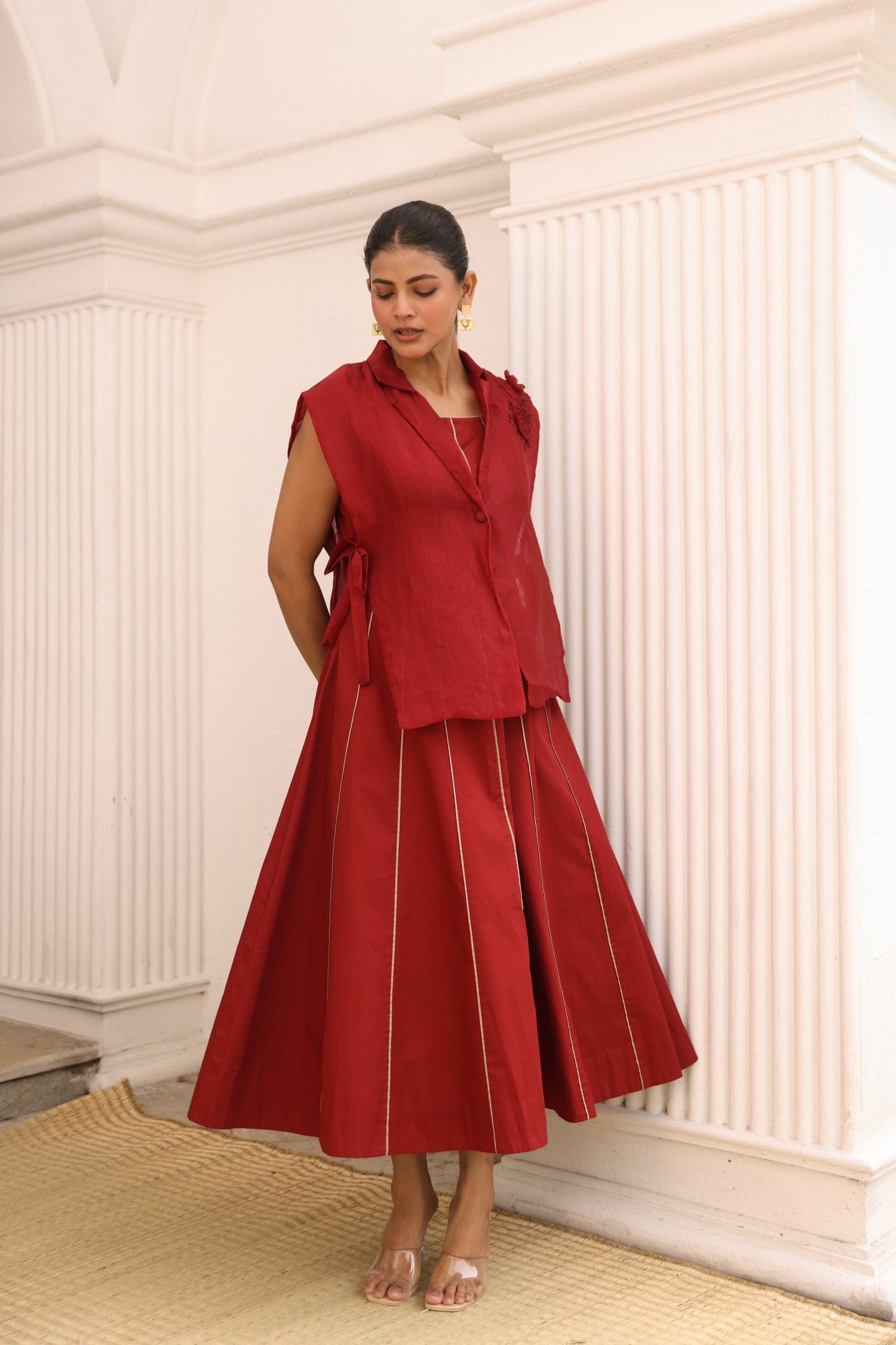 Rust Ilara Organza Jacket with dress
