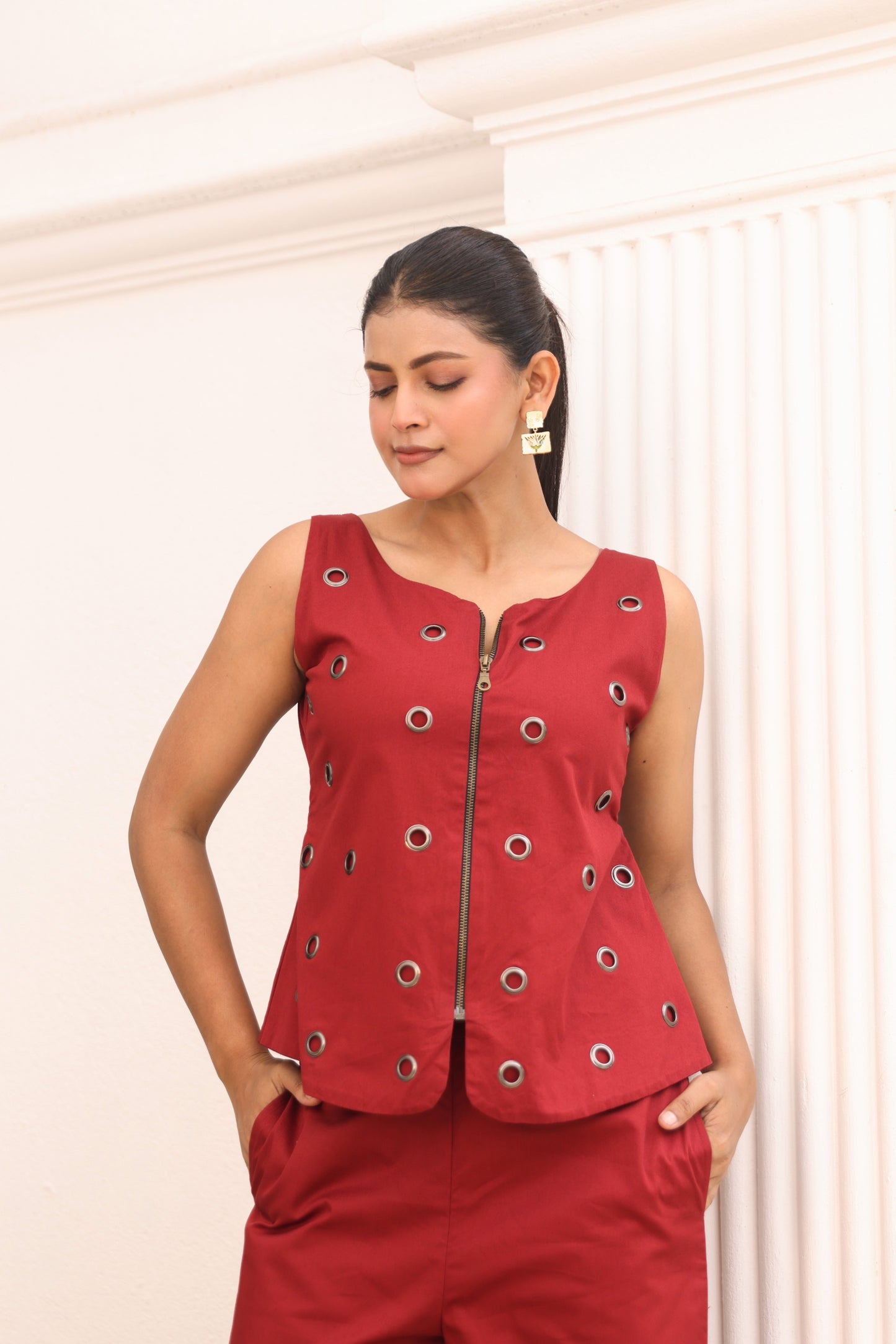 Eylet Co ord Set in Rust
